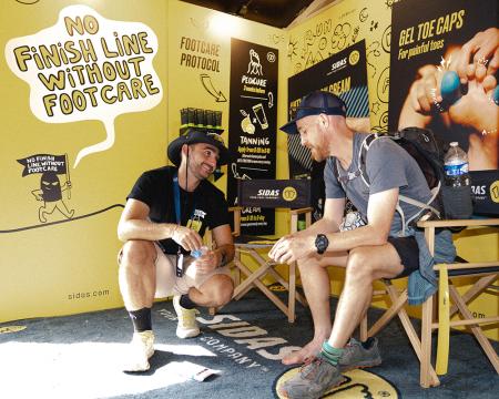 Jon Albon at the UTMB on the sidas booth